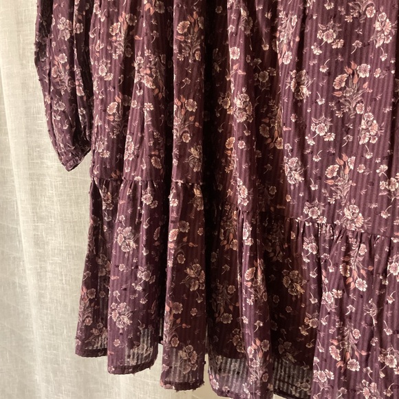 Altar’d State Long Sleeve Floral Dress in Deep Purple - Picture 3 of 6